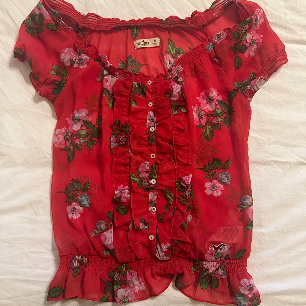 Hollister sheer floral blouse